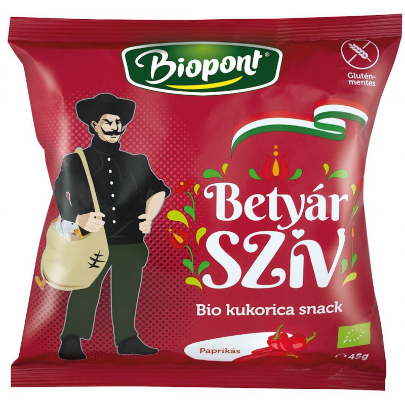 CHRUPKI KUKURYDZIANE O SMAKU PAPRYKOWYM BEZGLUTENOWE BIO 45 g - BIOPONT
