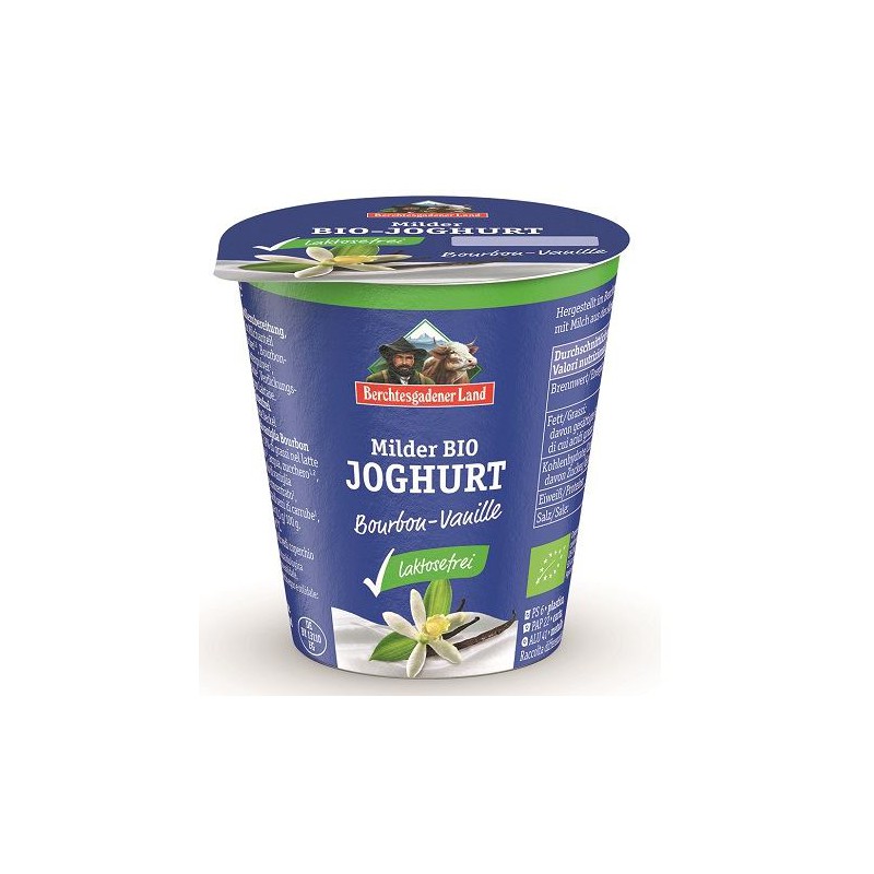 JOGURT WANILIOWY O OBNIŻONEJ ZAWARTOŚCI LAKTOZY (3,9 % TŁUSZCZU W MLEKU) BEZGLUTENOWY BIO 150 g - BERCHTESGADENER LAND