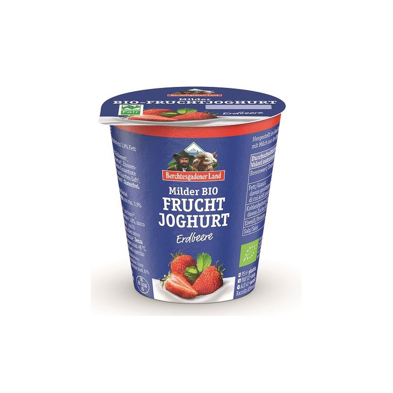 JOGURT TRUSKAWKOWY (3,9 % TŁUSZCZU W MLEKU) BEZGLUTENOWY BIO 150 g - BERCHTESGADENER LAND