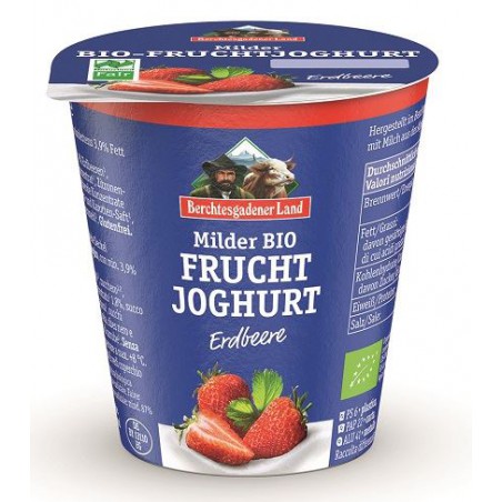 JOGURT TRUSKAWKOWY (3,9 % TŁUSZCZU W MLEKU) BEZGLUTENOWY BIO 150 g - BERCHTESGADENER LAND