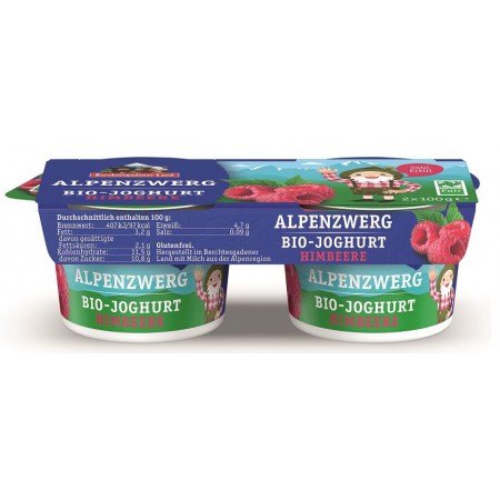 JOGURT MALINOWY (3,9 % TŁUSZCZU W MLEKU) BEZGLUTENOWY BIO (2 x 100 g) 200 g - BERCHTESGADENER LAND