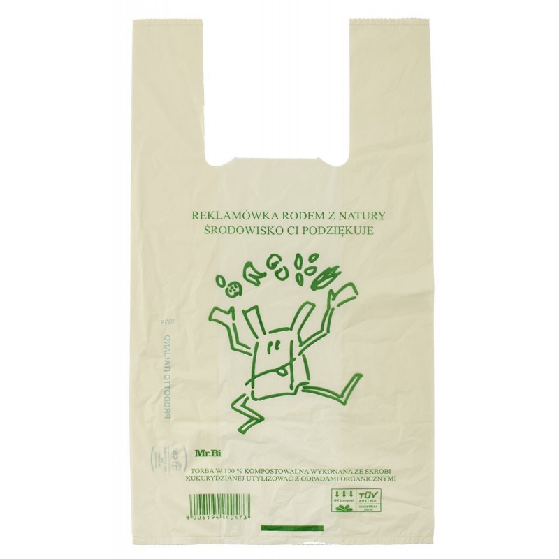 REKLAMÓWKA KOMPOSTOWALNA I BIODEGRADOWALNA ZE SKROBI KUKURYDZIANEJ 1 szt (50 cm x 27 cm) - BIODEGRADOWALNI