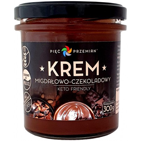KREM MIGDAŁOWO - CZEKOLADOWY BEZ DODATKU CUKRÓW BEZGLUTENOWY (KETO) 300 g - PIĘĆ PRZEMIAN