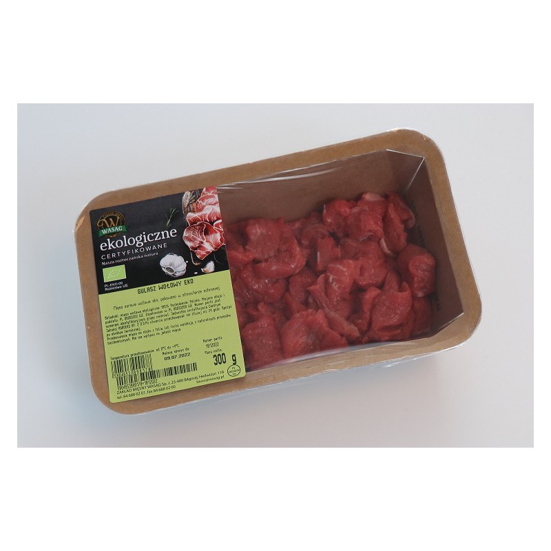 MIĘSO GULASZOWE WOŁOWE BIO 300 g - WASĄG (NA ZAMÓWIENIE)