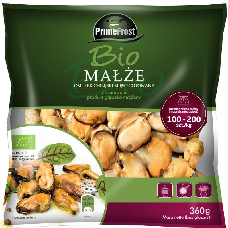 MAŁŻE GOTOWANE BEZ MUSZLI MROŻONE BIO 360 g - PRIMEFROST