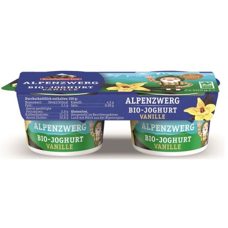 JOGURT WANILIOWY (3,9 % TŁUSZCZU W MLEKU) BEZGLUTENOWY BIO (2 x 100 g) 200 g - BERCHTESGADENER LAND