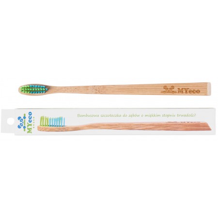 SZCZOTECZKA DO ZĘBÓW BAMBUSOWA SLIM ZIELONO - NIEBIESKA MIĘKKA - MYECOBRUSH