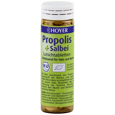 TABLETKI DO SSANIA PROPOLIS + SZAŁWIA BIO 30 g (60 sztuk) - HOYER