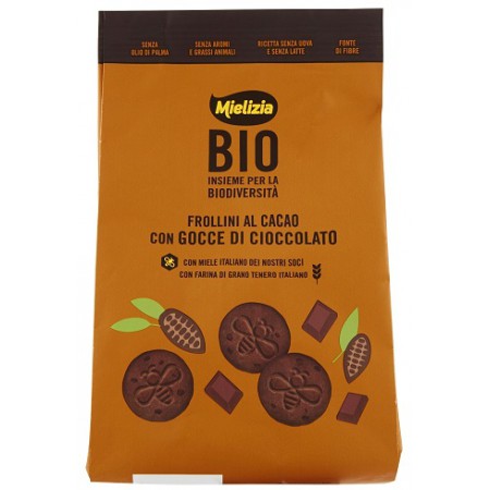 CIASTKA FROLLINI KAKAOWE Z KROPLAMI GORZKIEJ CZEKOLADY BIO 300 g - MIELIZIA