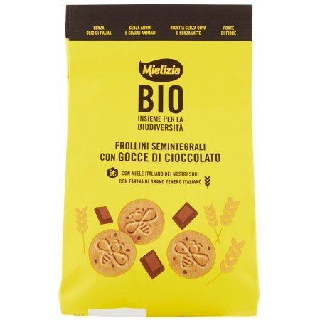 CIASTKA FROLLINI Z KROPLAMI GORZKIEJ CZEKOLADY BIO 300 g - MIELIZIA