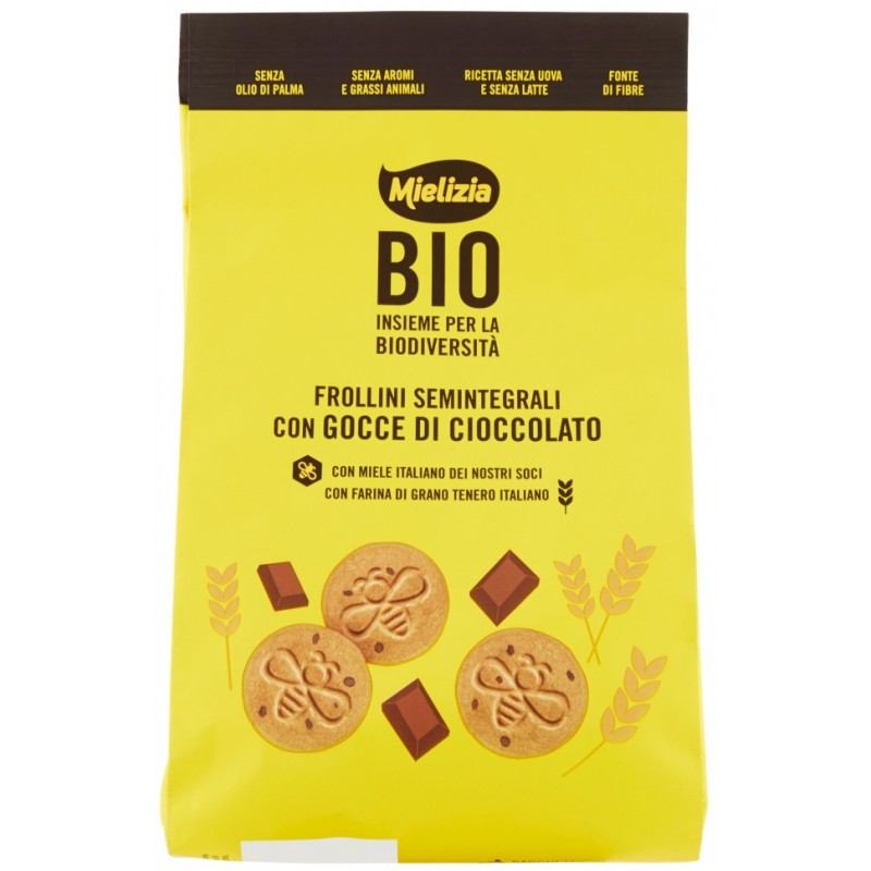 CIASTKA FROLLINI Z KROPLAMI GORZKIEJ CZEKOLADY BIO 300 g - MIELIZIA