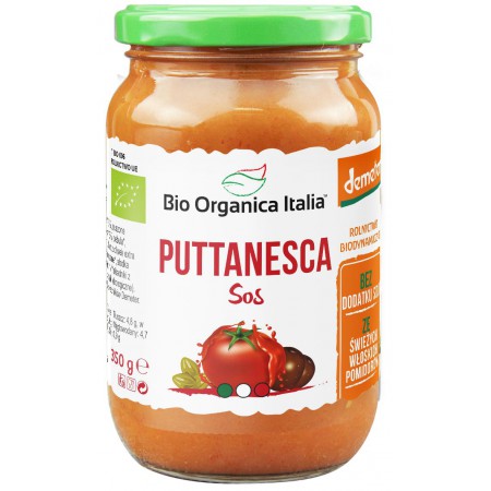 SOS POMIDOROWY Z OLIWKAMI I KAPARAMI PUTTANESCA DEMETER BIO 350 g - BIO ORGANICA ITALIA