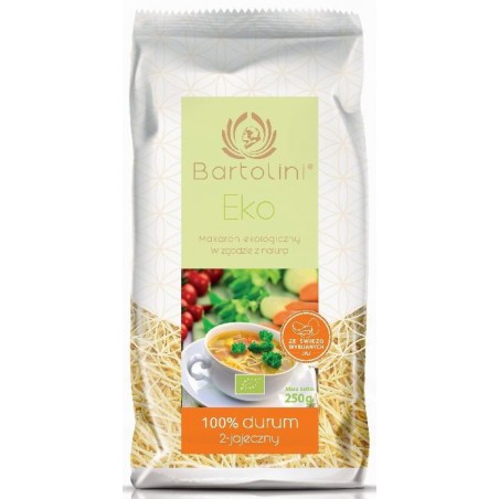 MAKARON (2-JAJECZNY) KRAJANKA CIENKA BIO 250 g - BARTOLINI