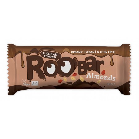 BATON MIGDAŁOWY W POLEWIE Z GORZKIEJ CZEKOLADY BEZGLUTENOWY BIO 30 g - ROOBAR