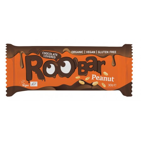 BATON Z ORZESZKAMI ZIEMNYMI W POLEWIE Z GORZKIEJ CZEKOLADY BEZGLUTENOWY BIO 30 g - ROOBAR