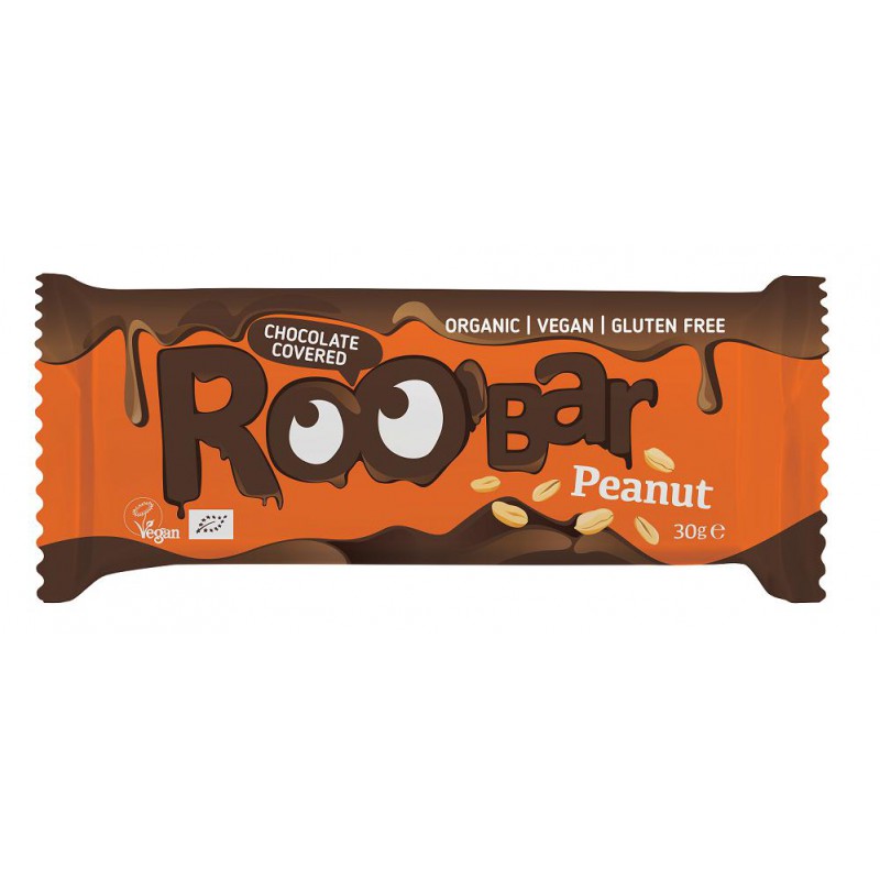 BATON Z ORZESZKAMI ZIEMNYMI W POLEWIE Z GORZKIEJ CZEKOLADY BEZGLUTENOWY BIO 30 g - ROOBAR