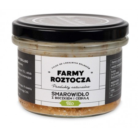 SMAROWIDŁO Z BOCZKIEM I CEBULĄ BIO 180 g (SŁOIK)  - FARMY ROZTOCZA
