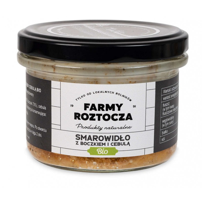 SMAROWIDŁO Z BOCZKIEM I CEBULĄ BIO 180 g (SŁOIK)  - FARMY ROZTOCZA