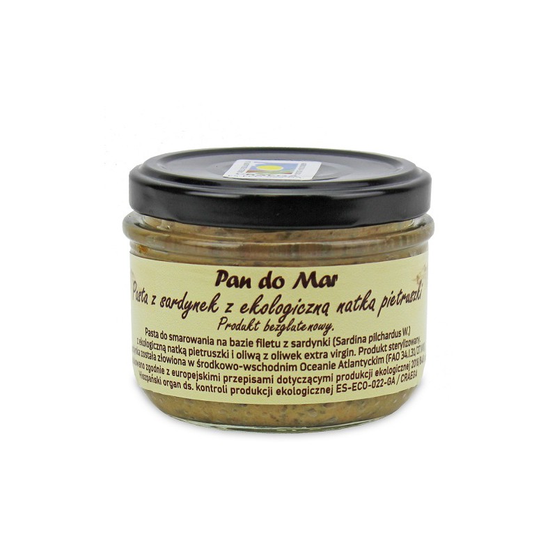 PASTA Z SARDYNEK Z BIO NATKĄ PIETRUSZKI BEZGLUTENOWA 125 g (SŁOIK) - PAN DO MAR