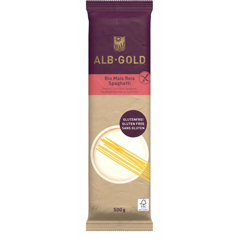 MAKARON (KUKURYDZIANO - RYŻOWY) SPAGHETTI BEZGLUTENOWY BIO 500 g - ALB GOLD