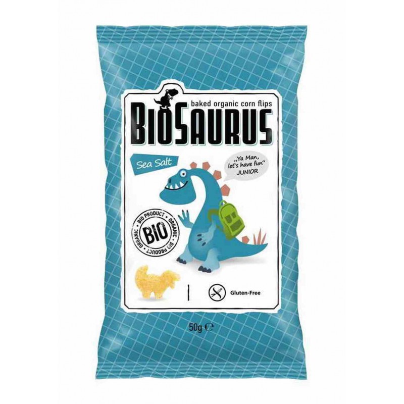 Chrupki kukurydziane Dinozaury z solą morską BEZGL. BIO 50 g