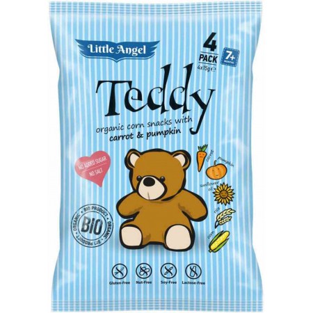 Chrupki kukurydziane TEDDY marchew i dynia od 7 miesiąca BEZGL. BIO 4x15 g