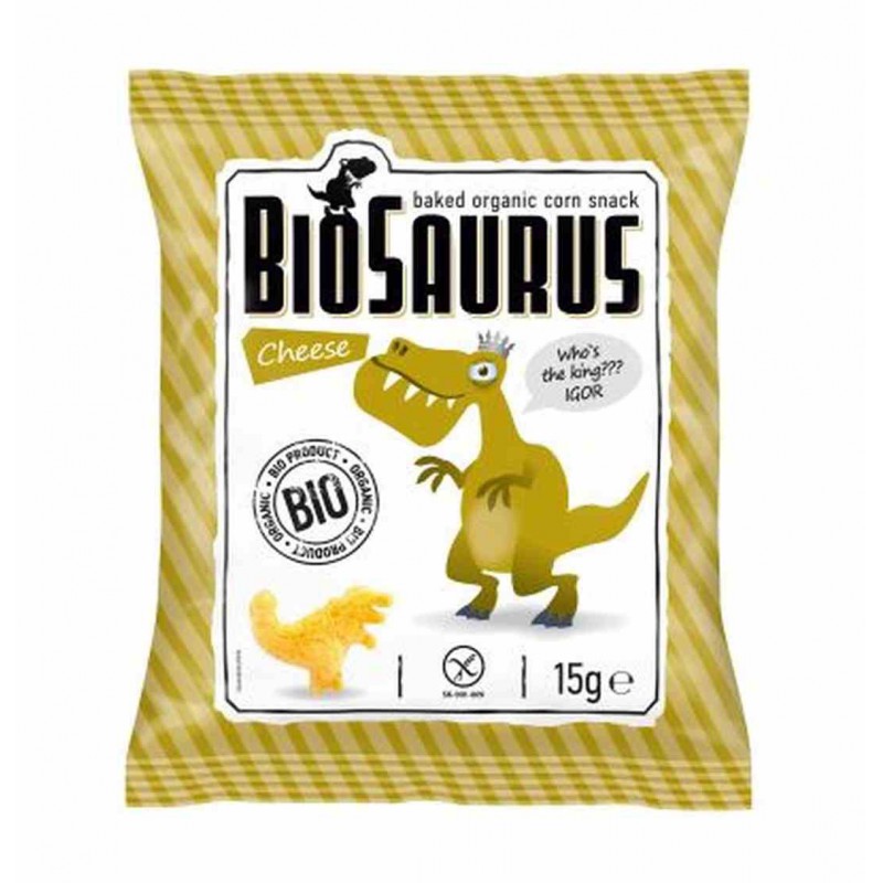 Chrupki kukurydziane Dinozaury o smaku serowym BEZGL. BIO 15 g BioSaurus