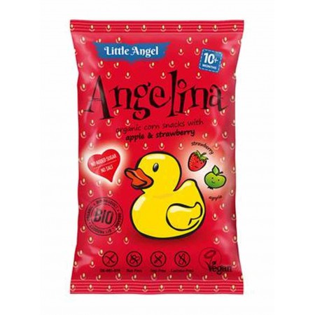 Chrupki kukurydziane ANGELINA truskawka i jabłko od 10 miesiąca BEZGL. BIO 30 g