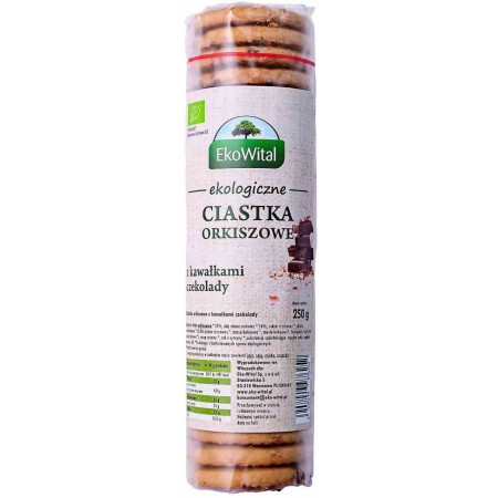 Ciastka orkiszowe pełnoziarniste z kawałkami czekolady BIO 250 g
