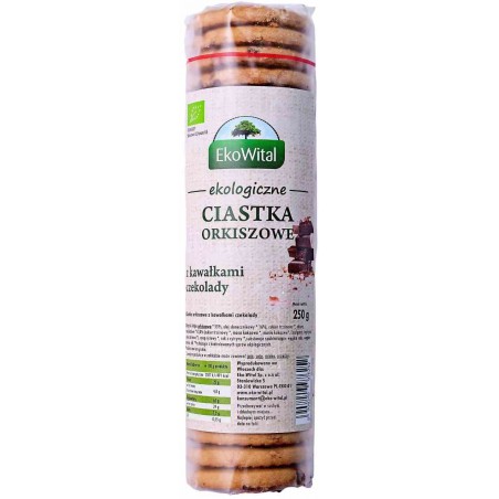 Ciastka orkiszowe pełnoziarniste z kawałkami czekolady BIO 250 g