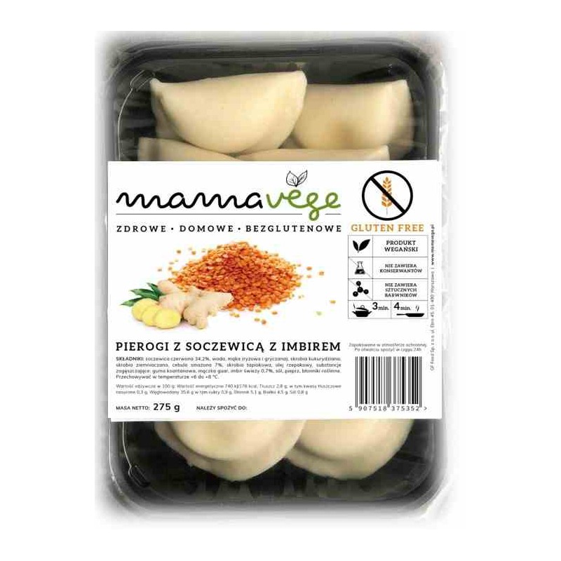 Pierogi z soczewicą i imbirem BEZGL 275 g