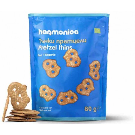 Precelki cienkie z solą morską BIO 80 g