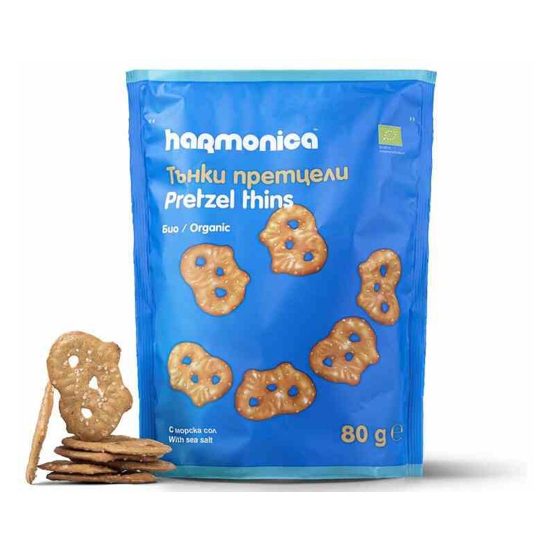 Precelki cienkie z solą morską BIO 80 g