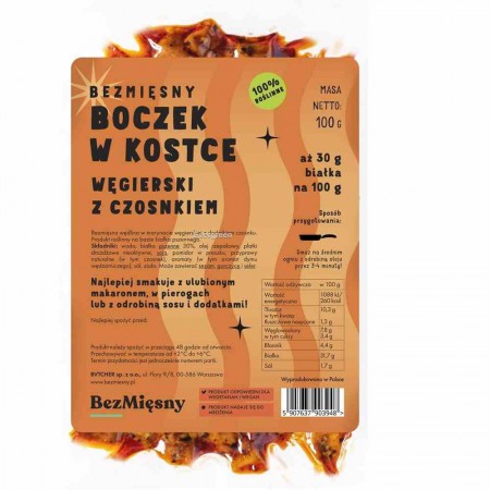 Wegański boczek w kostce w stylu węgierskimz czosnkiem 100 g