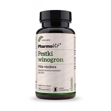 Pestki winogron Vitis vinifera Ekstrakt standaryzowany 95% OPC 90 kaps | Classic Pharmovit
