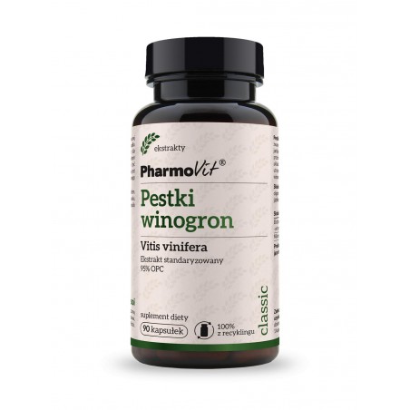 Pestki winogron Vitis vinifera Ekstrakt standaryzowany 95% OPC 90 kaps | Classic Pharmovit