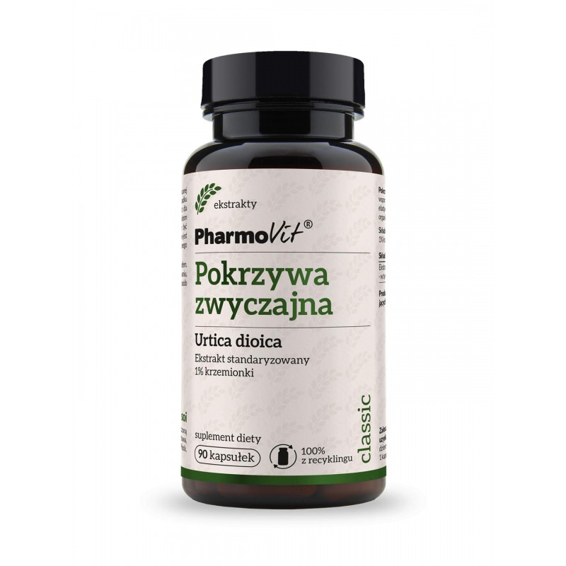 Pokrzywa zwyczajna Urtica dioica Ekstrakt standaryzowany 1% krzemionki 90 kaps | Classic Pharmovit