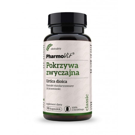 Pokrzywa zwyczajna Urtica dioica Ekstrakt standaryzowany 1% krzemionki 90 kaps | Classic Pharmovit