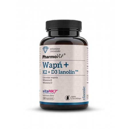 Wapń + K2 + D3 lanolin™ 120 kaps | Classic Pharmovit