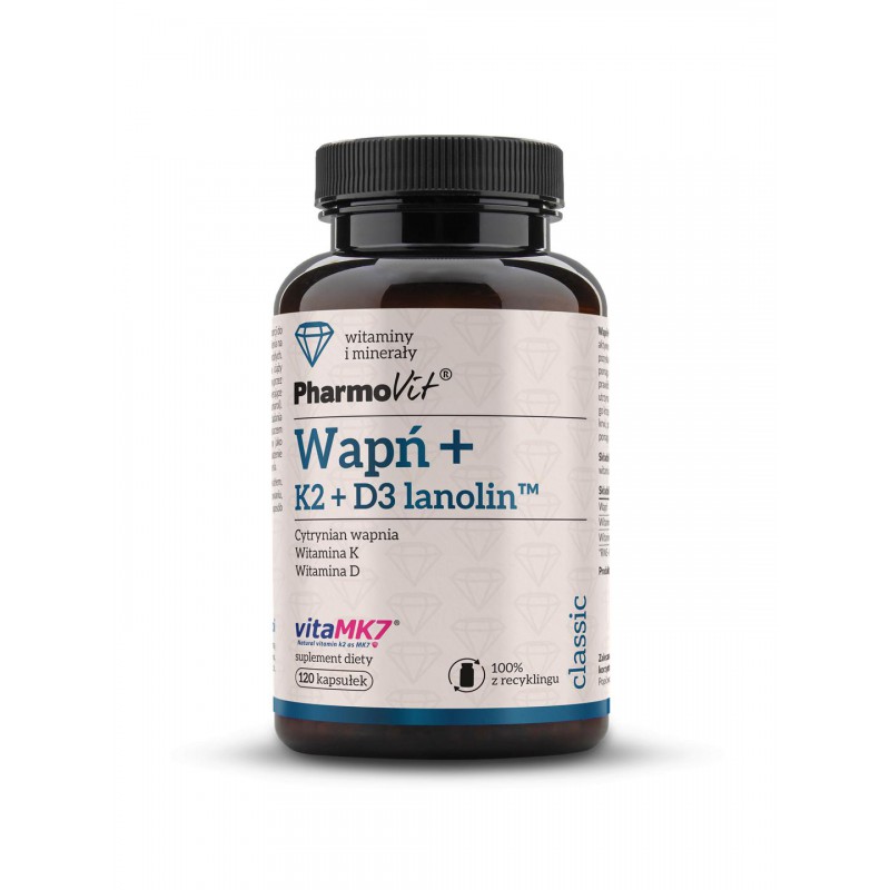 Wapń + K2 + D3 lanolin™ 120 kaps | Classic Pharmovit