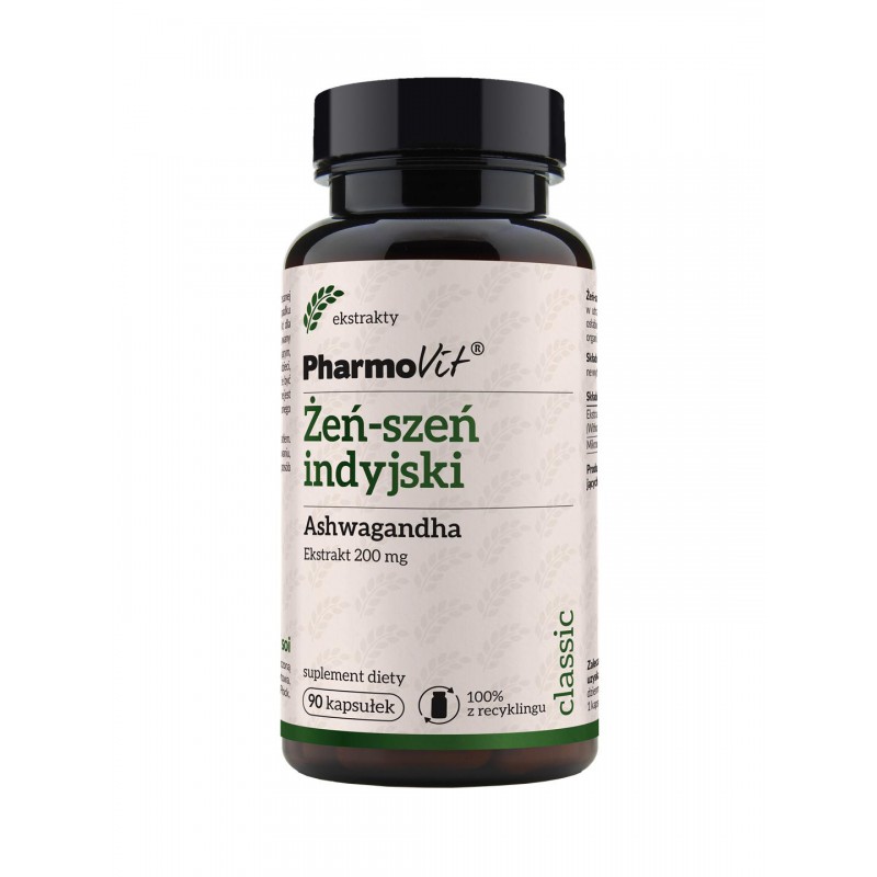 Żeń-szeń indyjski Ashwagandha 20:1 200 mg 90 kaps | Classic Pharmovit