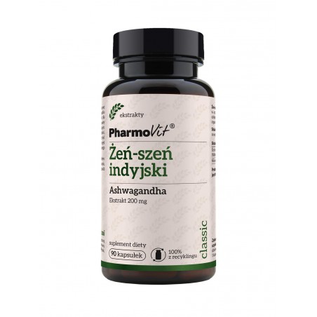 Żeń-szeń indyjski Ashwagandha 20:1 200 mg 90 kaps | Classic Pharmovit