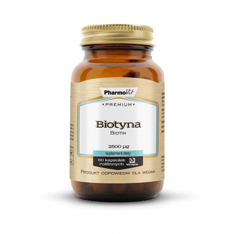 Biotyna Biotin 2500µg 60 kaps Vcaps® | Premium Pharmovit
