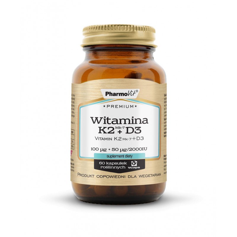 K2 + D3 100 µg 50 µg / 2000 IU 60 kaps Vcaps® | Premium Pharmovit
