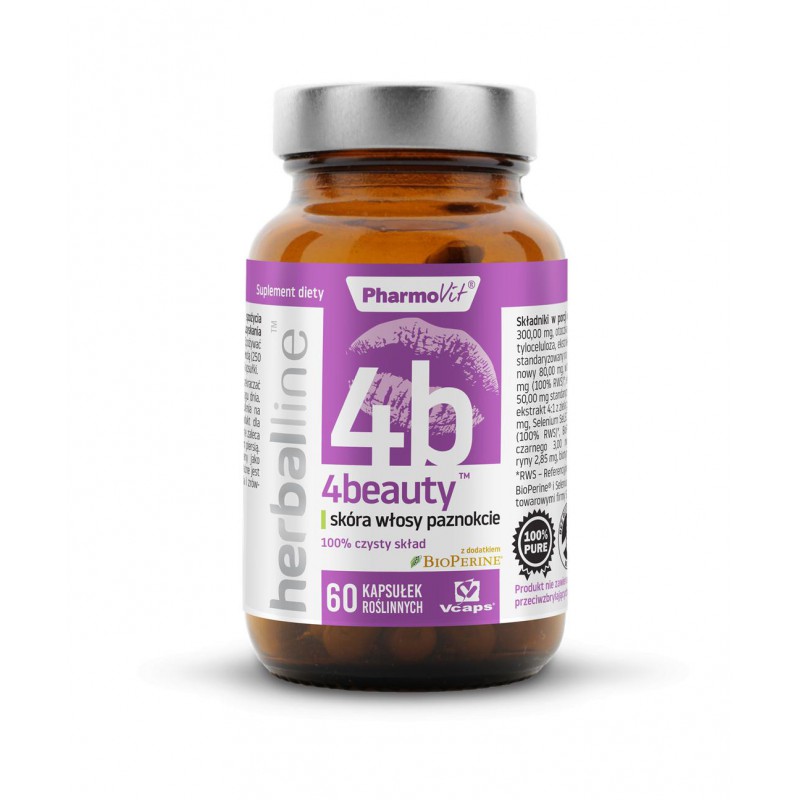 4beauty™ skóra włosy paznokcie 60 kaps Vcaps® | Herballine™ Pharmovit