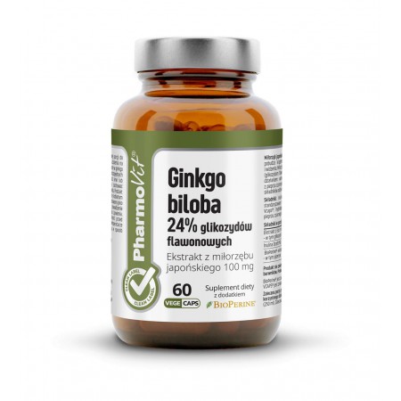 Ginkgo biloba 24% glikozydów flawonowych 60 kaps Vcaps® | Clean Label Pharmovit