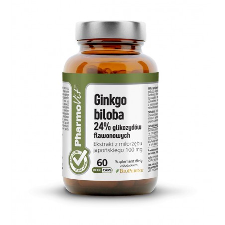 Ginkgo biloba 24% glikozydów flawonowych 60 kaps Vcaps® | Clean Label Pharmovit