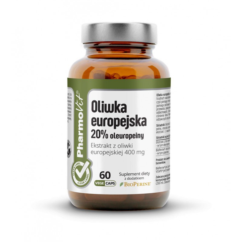 Oliwka europejska 20% oleuropeiny 60 kaps Vcaps® | Clean Label Pharmovit