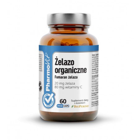 Żelazo organiczne 20 mg 60 kaps Vcaps® | Clean Label Pharmovit