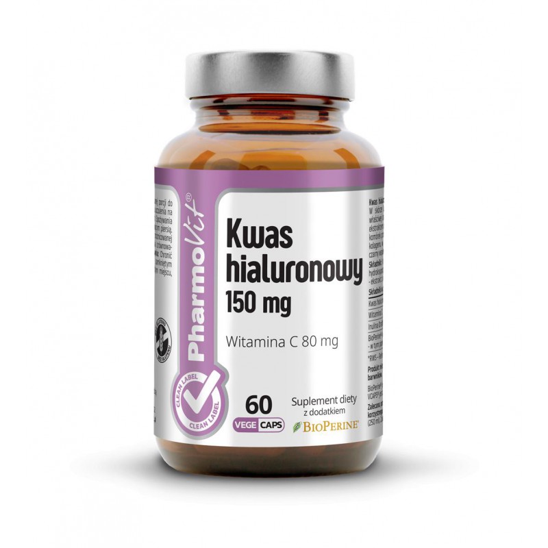 Kwas hialuronowy 150 mg 60 kaps Vcaps® | Clean Label Pharmovit